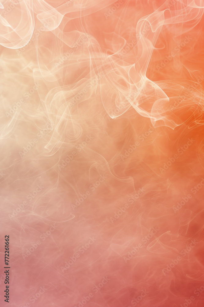 Poster abstract smoke patterns on a gradient of coral to peach background, creating a dreamy and ethereal a