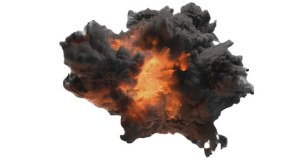 large fireball with smoke, png, isolated - obrazy, fototapety, plakaty