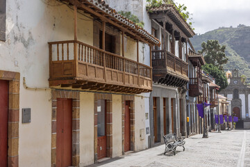 The city street Calle Real de la Plaza (pedestrian area) in Teror in the north of the island Gran...