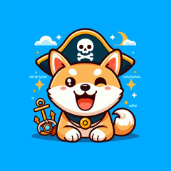Playful Pirate Shiba Inu Graphic Art