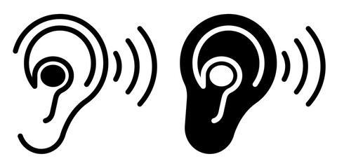 ofvs565 OutlineFilledVectorSign ofvs - ear hearing aid vector icon . isolated transparent . black outline filled version . AI 10 / EPS 10 . g11908 - obrazy, fototapety, plakaty