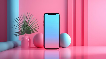 3D minimalist tech device on a vibrant pastel background, showcasing creative design ,3DCG,high resulution