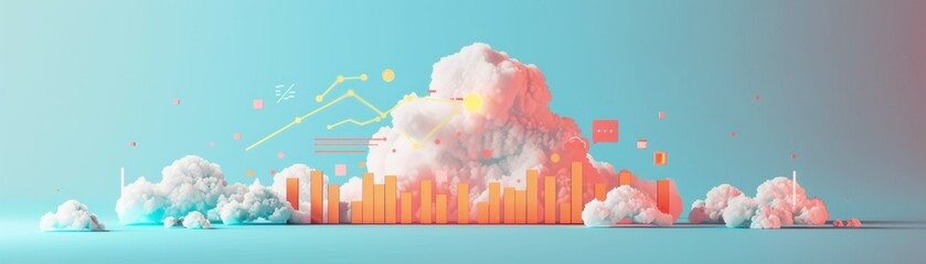 A cloud with a city in the background