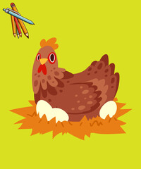 Hand drawn cartoon chicken illustration photo.