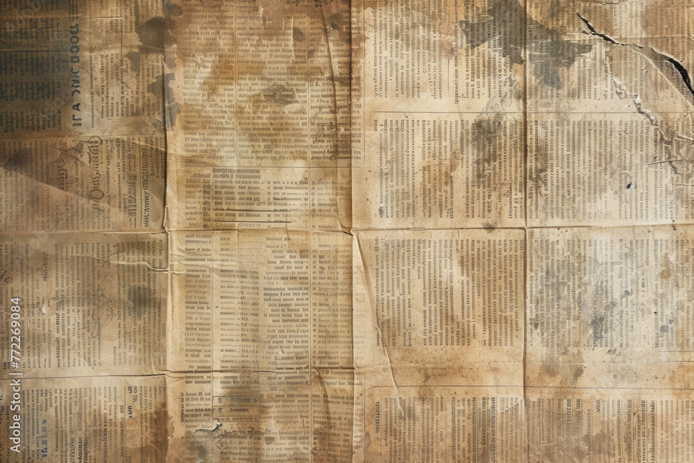 Poster text-rich newspaper page brimming with an abundance of information and narratives, providing readers