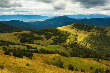 Scenic landscape with majestic mountain peaks. Big Fatra mountains, Western Carpathians, Slovakia.