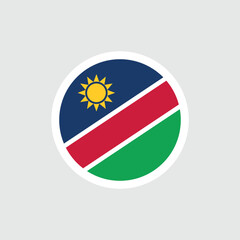 Flag of Namibia. Nambian blue-red-green flag with diagonal stripes and a yellow sun. State symbol of the Republic of Namibia.