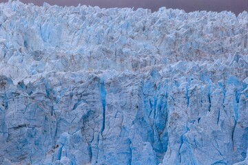 Vibrant blue glacier melting into a body of water: Glacier Bay National Park