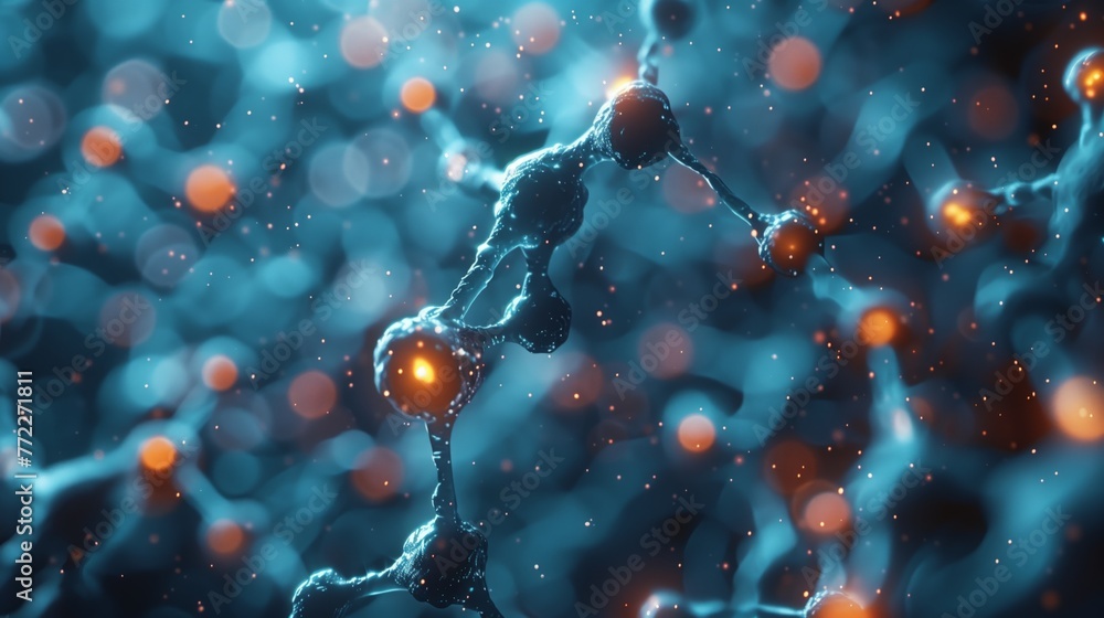 Aufkleber Intricate Network of Neurons Firing in a Close-Up View