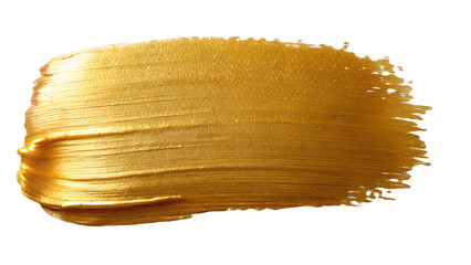 Gold paint brush stroke isolated on transparent background
