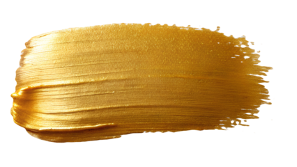 Gold paint brush stroke isolated on transparent background