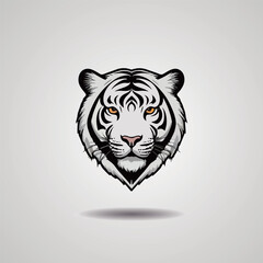 Tiger head illustration, logo. Vector drawing of tiger on white background