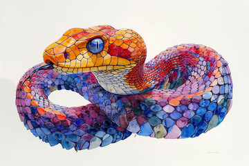 watercolor style of a snake