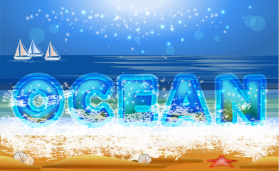 Ocean Summer  wallpaper, vector illustration