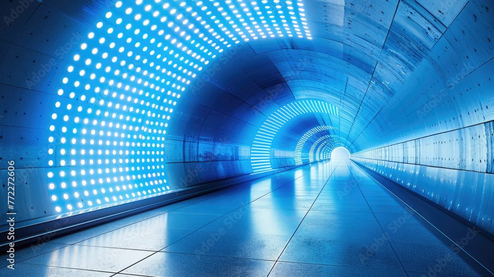 Poster a striking underground backdrop, halftone dot pattern in bold blue and white, creating a strong visu