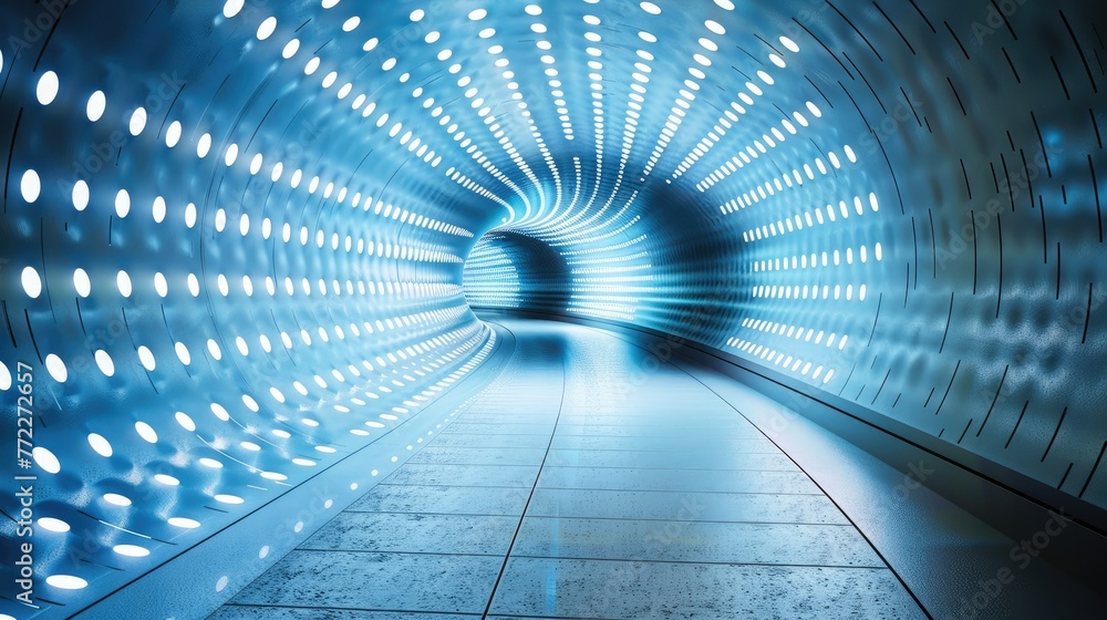 Poster a striking underground backdrop, halftone dot pattern in bold blue and white, creating a strong visu