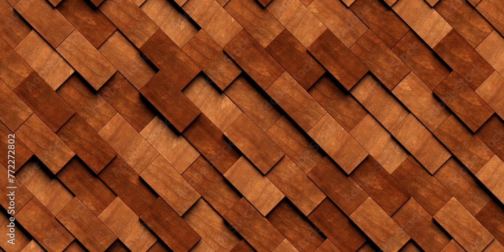Aufkleber close up of randomly shifted offset diagonal wooden rectangle blocks surface background texture or h