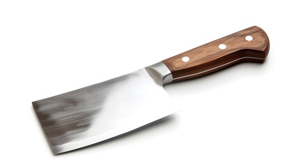 A cleaver knife with wooden handle isolated on a white background
