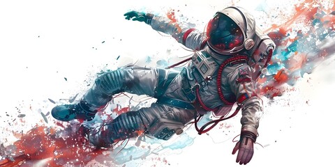 a dynamic and futuristic scene of alien youths engaged in a zero-gravity game or sport in the vastness of outer space - obrazy, fototapety, plakaty