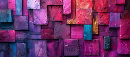 Foto op Canvas Colorful wall from a row of vibrant rectangles cube in pastel shades of purple, magenta, and violet create a colorful display of colorfulness © saichon