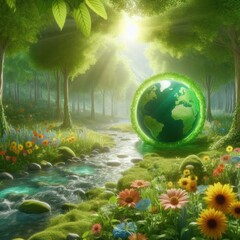 Obraz na płótnie Canvas world environment day background, save planet, ecology concept. Card for World Earth Day 