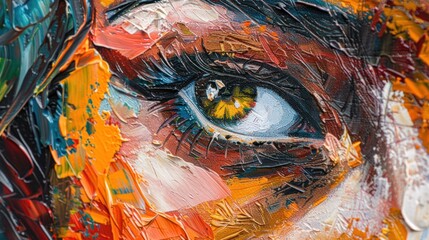 Mesmerizing Close-Up of a Woman's Gaze on Canvas