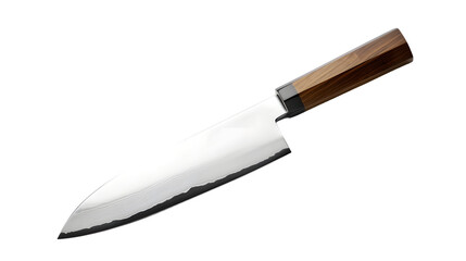 A transparent Japanese Sentoku knife png file with silver blade and wooden handle