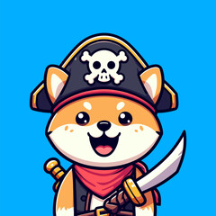 Cute Pirate Shiba Inu Vector