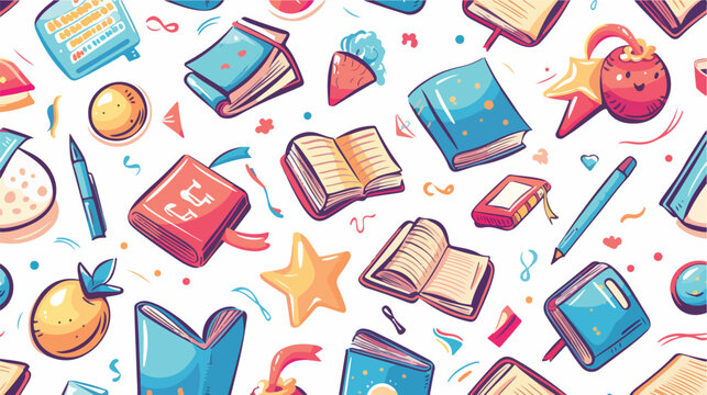 Back to school seamless pattern with books. Vector