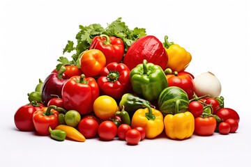 various fresh vegetables on a white background