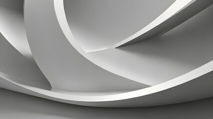 Contemporary, White Surfaces with Curves. Abstract 3D Background. Generative AI