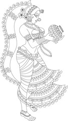 celebration drawings in Indian miniature style, especially for Gudhi Padwa, and other festivals and Hindu wedding cards, musicians, and processions.	
