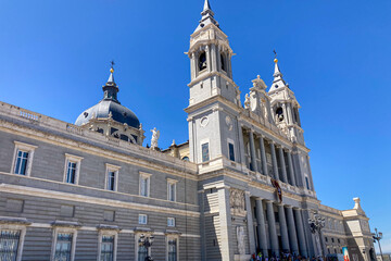 Fototapeta na wymiar Visiting Royal Palace of Madrid on summer sunny day in Madrid, Spain
