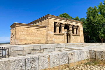Temple of Debod is an ancient Egyptian temple rebuilt in the center in Madrid, Spain