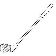 golf stick illustration hand drawn outline vector