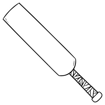 recommend clip art: cricket bat illustration hand drawn outline vector