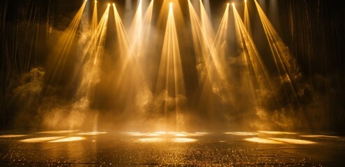 KS A stage with golden spotlights shining down creati
