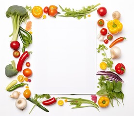 Vegetable-patterned frame with empty space in the middle for text