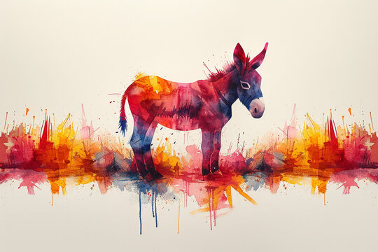 watercolor style of a donkey
