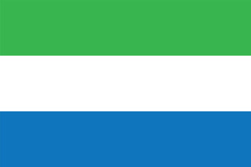 Flag of Sierra Leone. Sierra Leonean green, white and blue flag. State symbol of the Republic of Sierra Leone. - obrazy, fototapety, plakaty