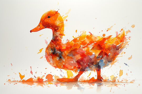 watercolor style of a duck