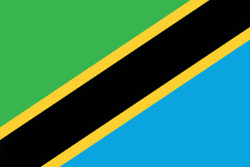 Flag of Tanzania. Tanzanian green and blue flag with diagonal black and yellow stripes. State symbol of the United Republic of Tanzania.