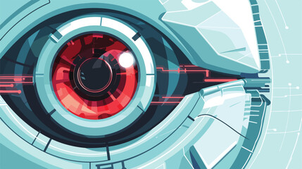 Bionic eye technology flat cartoon vactor illustration
