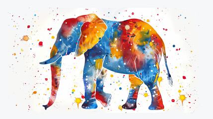 World Circus Day. Holiday concept. colorful circus elephant  isolated on white background, banner, card, poster  - obrazy, fototapety, plakaty