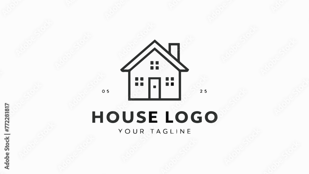 Wall mural Flat Design Vector Logo of a House on a White Background