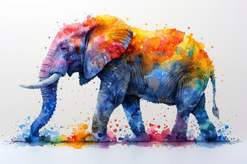 watercolor style of an elephant