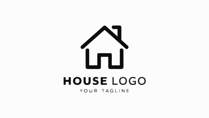 Flat Design Vector Logo of a House on a White Background