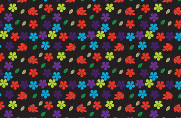 Indian Summer Seamless pattern in oriental geometric traditional style. Leaves, rowanberry and mushroom with coloured background blue, light colour. vector Designed by Vishal Singh