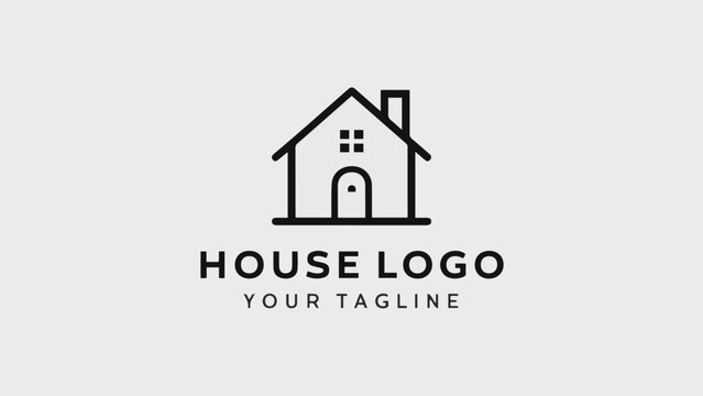 Flat Design Vector Logo of a House on a White Background
