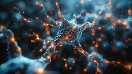 Neural Network Synapse Simulation in Detail - obrazy, fototapety, plakaty